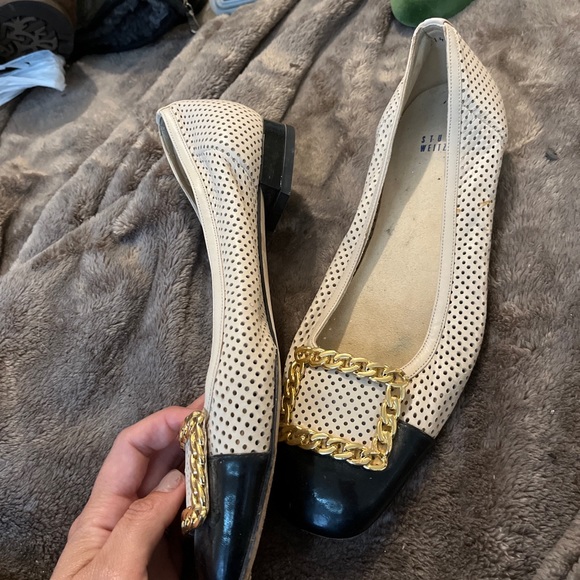 Stuart Weitzman Pan Nappa Chainolo Flats Size 9.5M - Picture 2 of 5